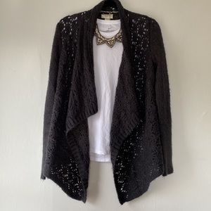 LOFT Dark gray lace knit cardigan
